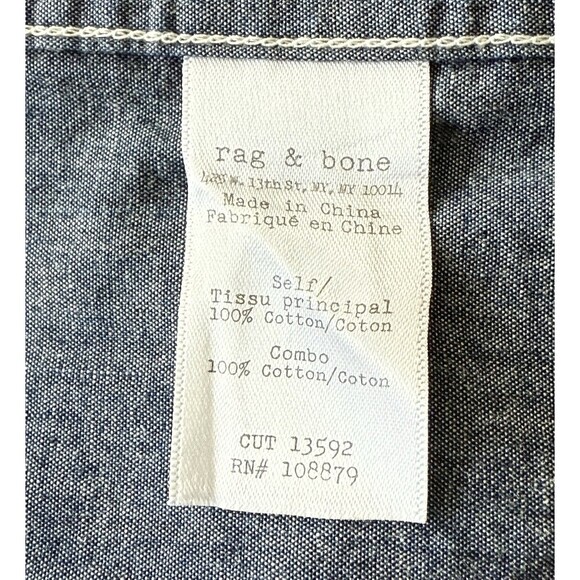 Rag & Bone Standard Issue Blue Chambray Short Sleeve Button Shirt Mens SZ Small - Picture 5 of 8
